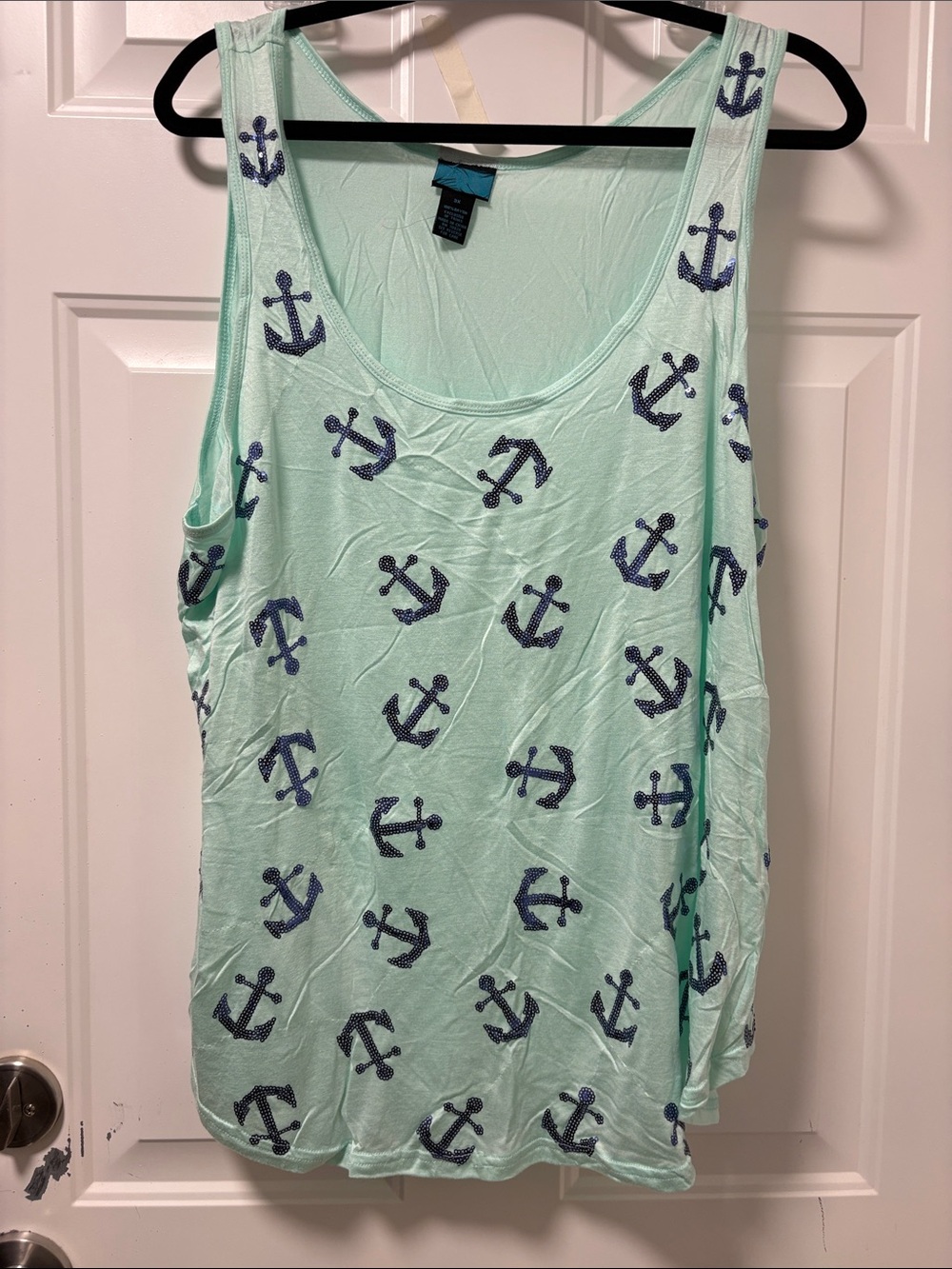 Mint Anchor Print Tank Top - Women